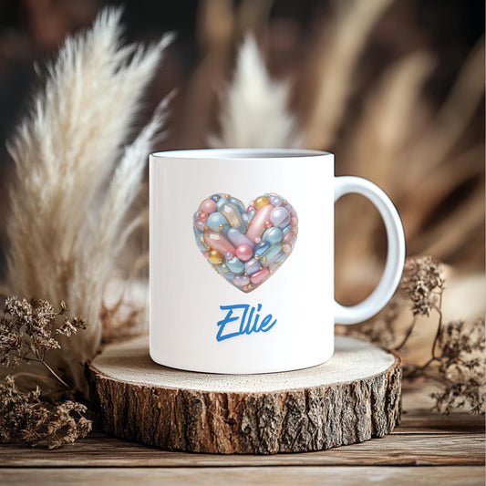 Personalized Name Mug for Her, Custom Birthday Gift for Best Friend, Cute Colorful Heart Coffee Cup, Gift for Daughter