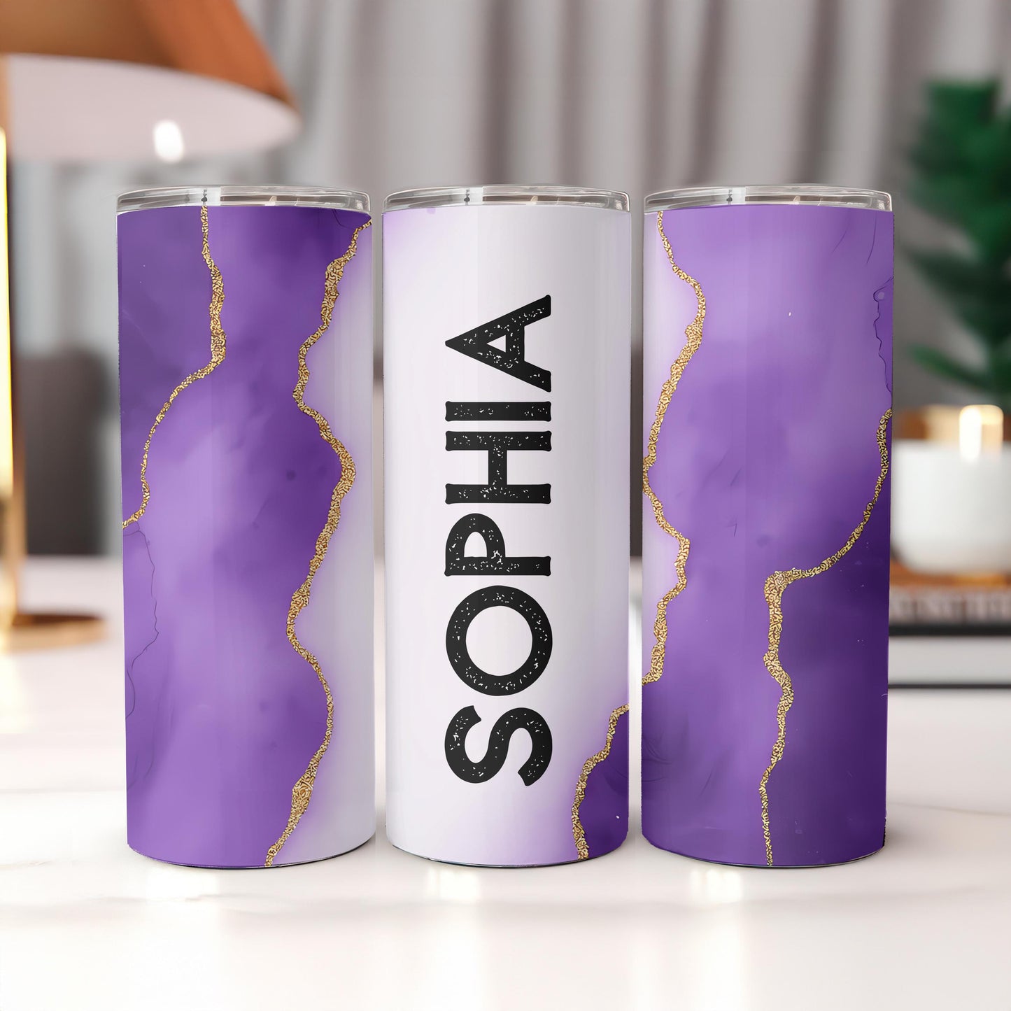 Insulated Ceramic Custom Tumbler: Personalized Name Tumbler, 20oz Skinny Tumbler, Girly Coffee Tumbler