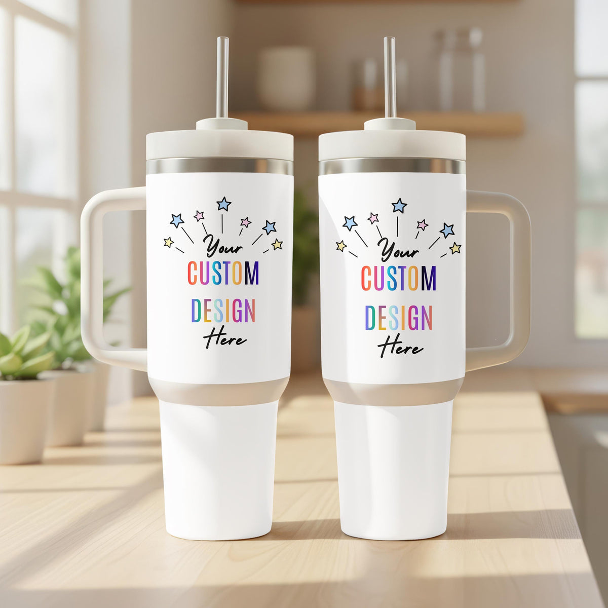 Personalized 40oz Tumbler with Handle, Custom Name Travel Mug, Insulated Tumbler for Women