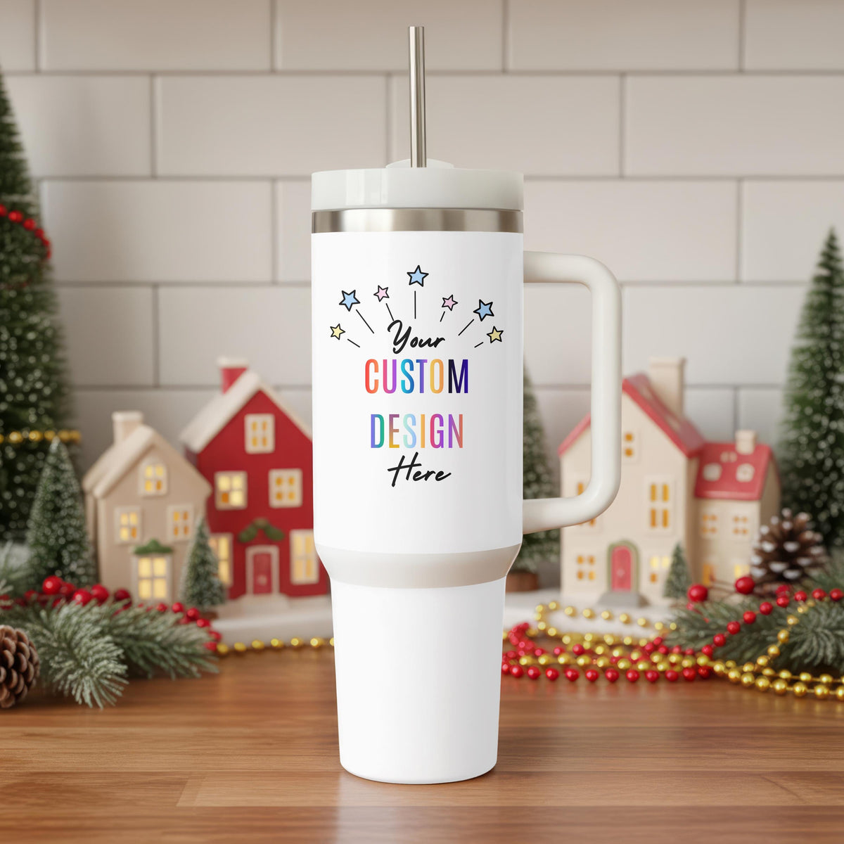 Personalized 40oz Tumbler with Handle, Custom Name Travel Mug, Insulated Tumbler for Women