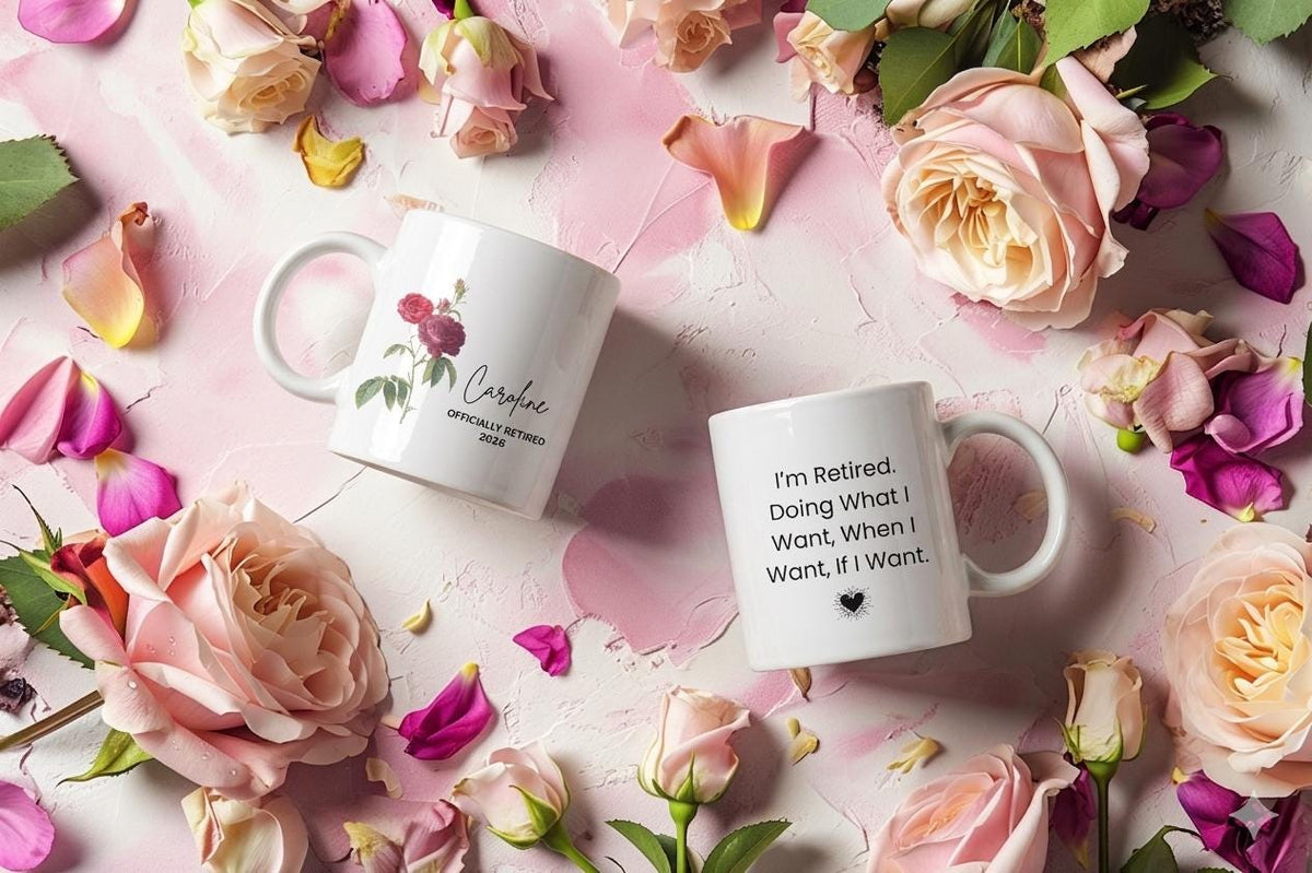 Personalized Retirement Mug - Custom Retired Gift for Women - Personalized Gift for Coworker or Boss