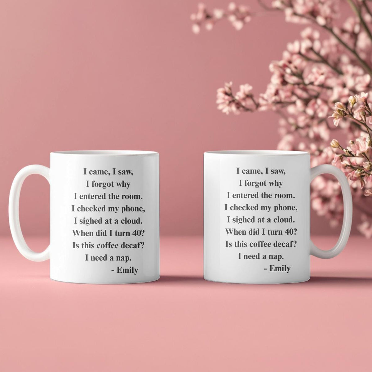 Funny 40th Birthday Mug, Personalized Turning 40 Coffee Cup, Custom Name Gift