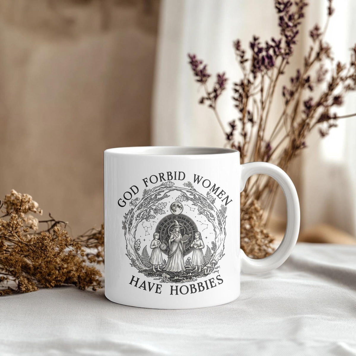 God Forbid Women Have Hobbies Mug | Witchy Gift for Her | Cottagecore Feminist Mug