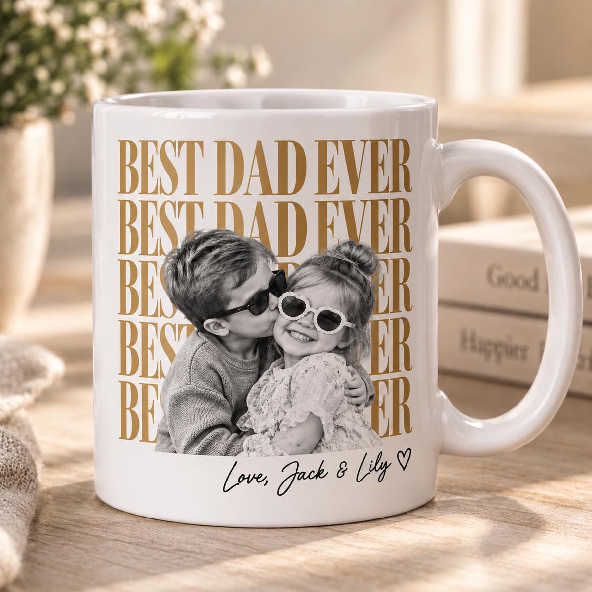 Personalized Vintage Retro Photo Best Bonus Dad Mug, Father's Day Gifts, Stepdad Gift, Childhood Photo Mug