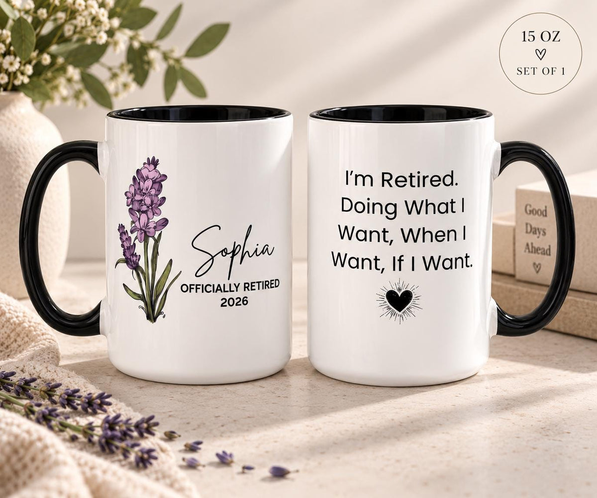 Personalized Retirement Mug - Custom Retired Gift for Women - Personalized Gift for Coworker or Boss