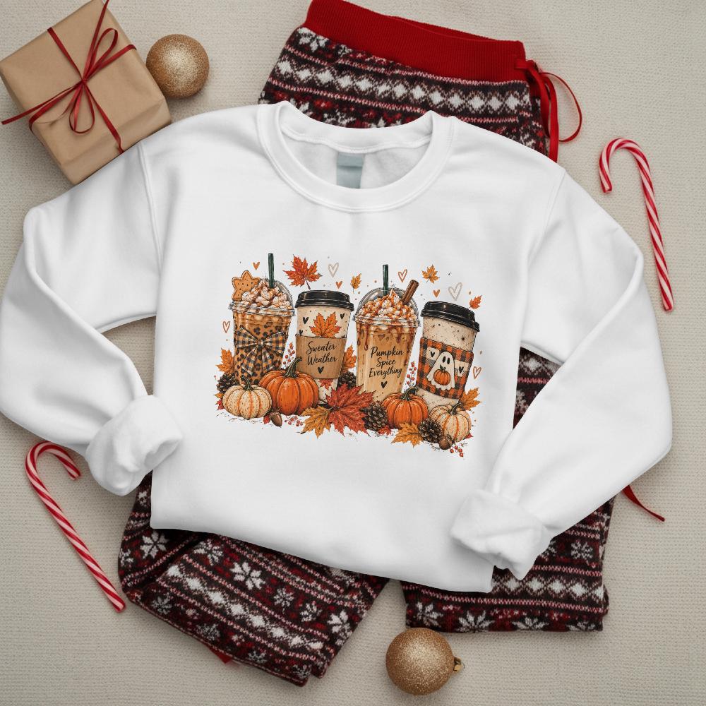 Fall Coffee Sweatshirt, Halloween Pumpkin Spice Crewneck, Autumn Coffee Lover Shirt, Cozy Fall Pullover, Coffee Gift for Her