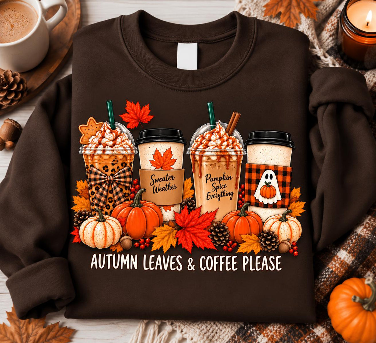 Fall Coffee Sweatshirt, Halloween Pumpkin Spice Crewneck, Autumn Coffee Lover Shirt, Cozy Fall Pullover, Coffee Gift for Her