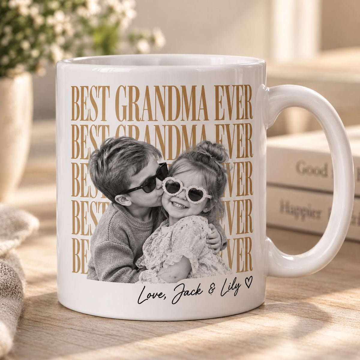 Personalized Vintage Photo Grandma Mug, Custom Retro Grandma Gift, Best Grandma Ever Mug, Grandmother Coffee Cup