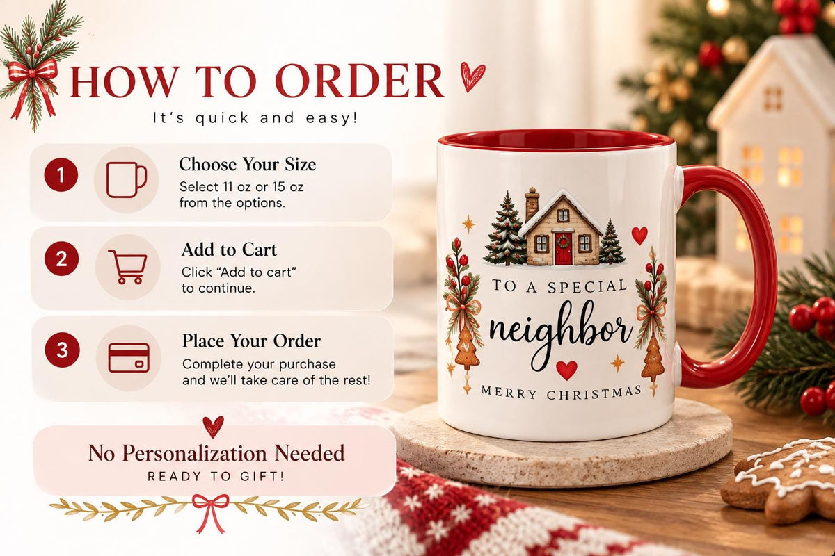 Christmas Mug, Christmas Coffee Mug, Christmas Gift for Neighbor, Festive Holiday Coffee Cup, Xmas Gift Idea
