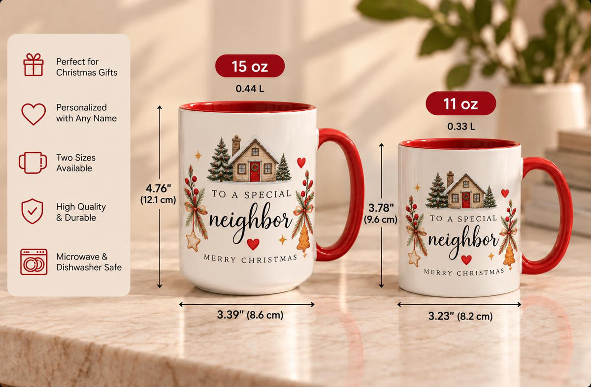 Christmas Mug, Christmas Coffee Mug, Christmas Gift for Neighbor, Festive Holiday Coffee Cup, Xmas Gift Idea