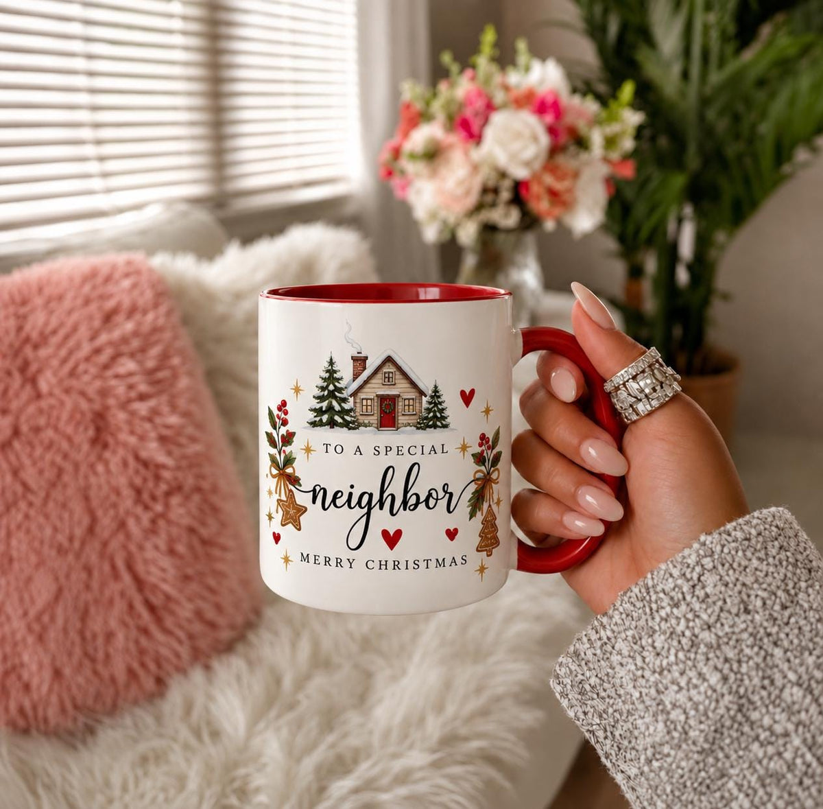 Christmas Mug, Christmas Coffee Mug, Christmas Gift for Neighbor, Festive Holiday Coffee Cup, Xmas Gift Idea