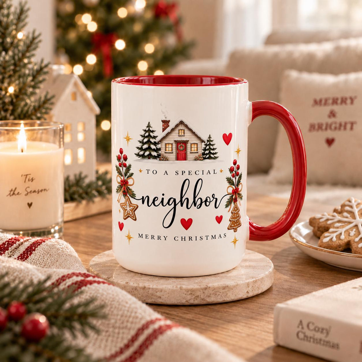Christmas Mug, Christmas Coffee Mug, Christmas Gift for Neighbor, Festive Holiday Coffee Cup, Xmas Gift Idea