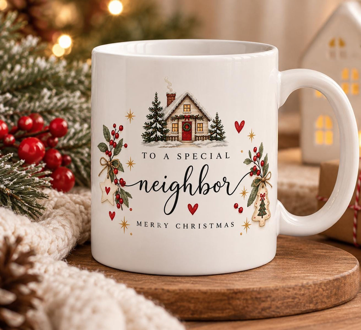 Christmas Mug, Christmas Coffee Mug, Christmas Gift for Neighbor, Festive Holiday Coffee Cup, Xmas Gift Idea
